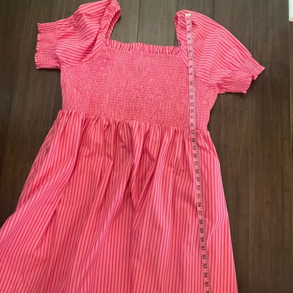 DRAPER JAMES Cam Smocked Dress In Pink Stripe Square Neckline Stretchy Size 2X - Picture 6 of 7